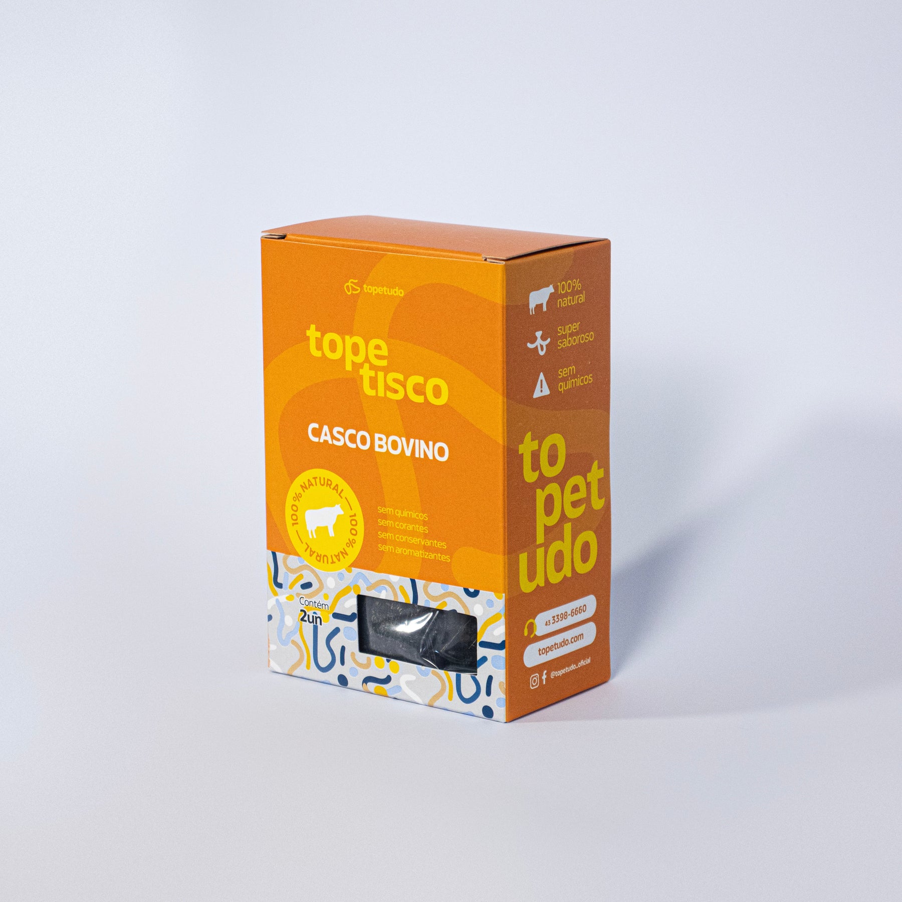 Casco Bovino para Cães, Petisco Natural de Mastigação Intensa e Alta Durabilidade