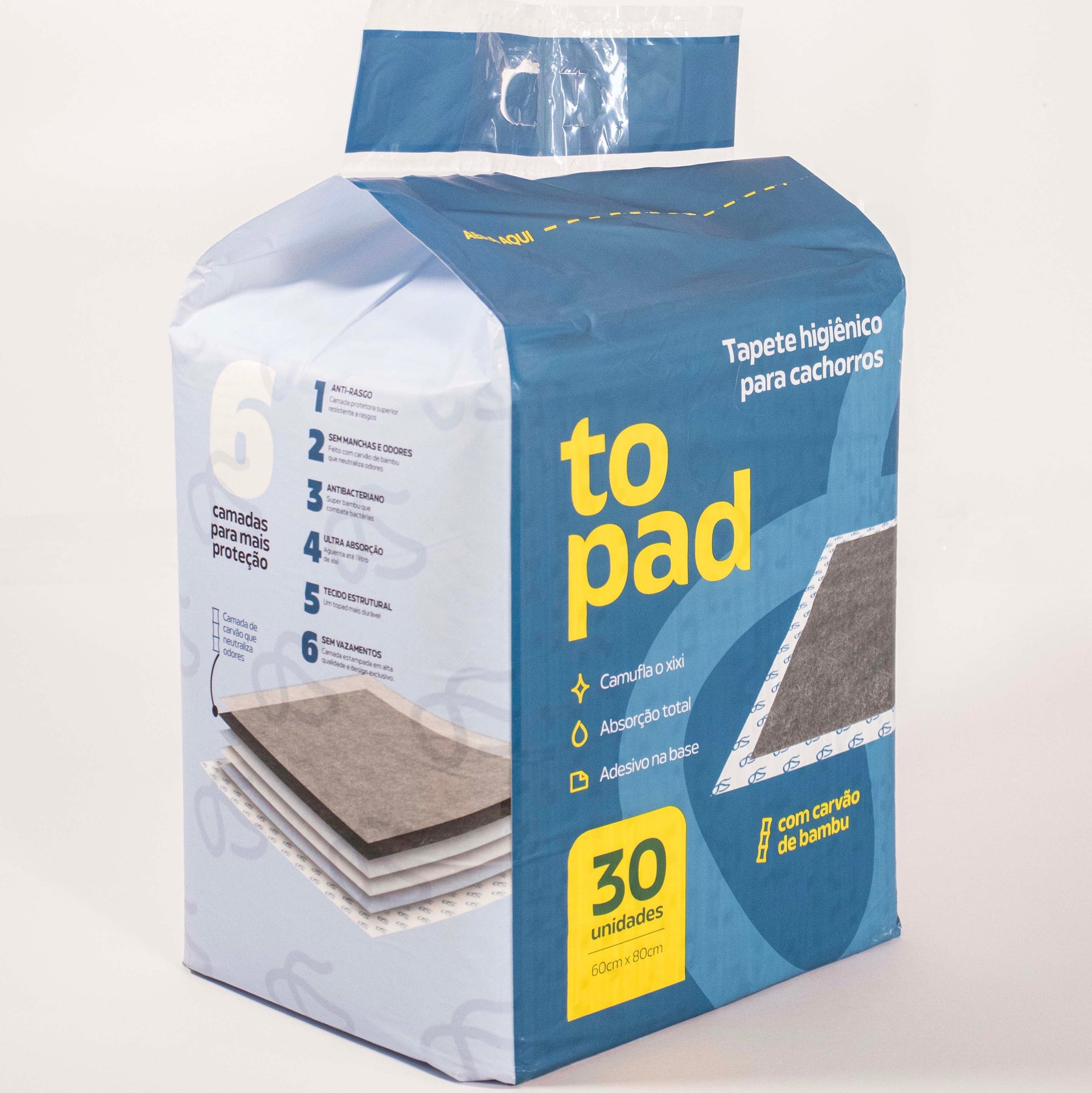 Tapete Higiênico Pet Alta Absorção Tecnologia Multicamadas Topad® 6 Camadas 80x60