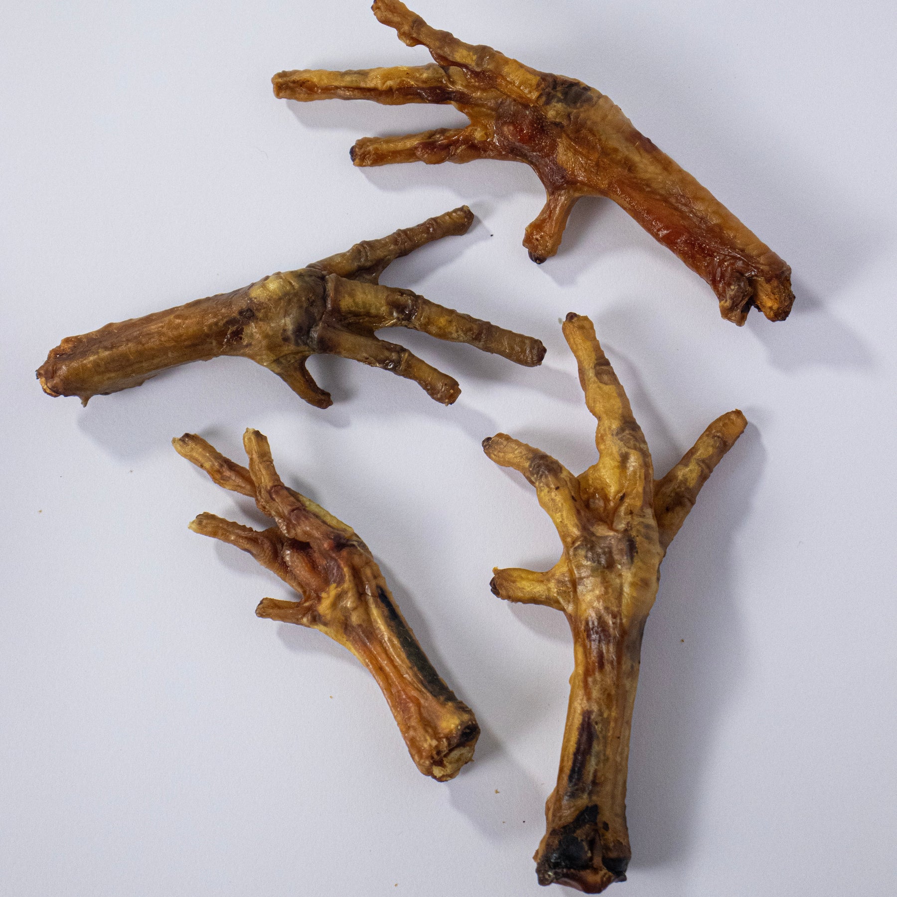 Pé de Galinha Desidratado e Defumado para Cães, Petisco Natural Crocante e Nutritivo