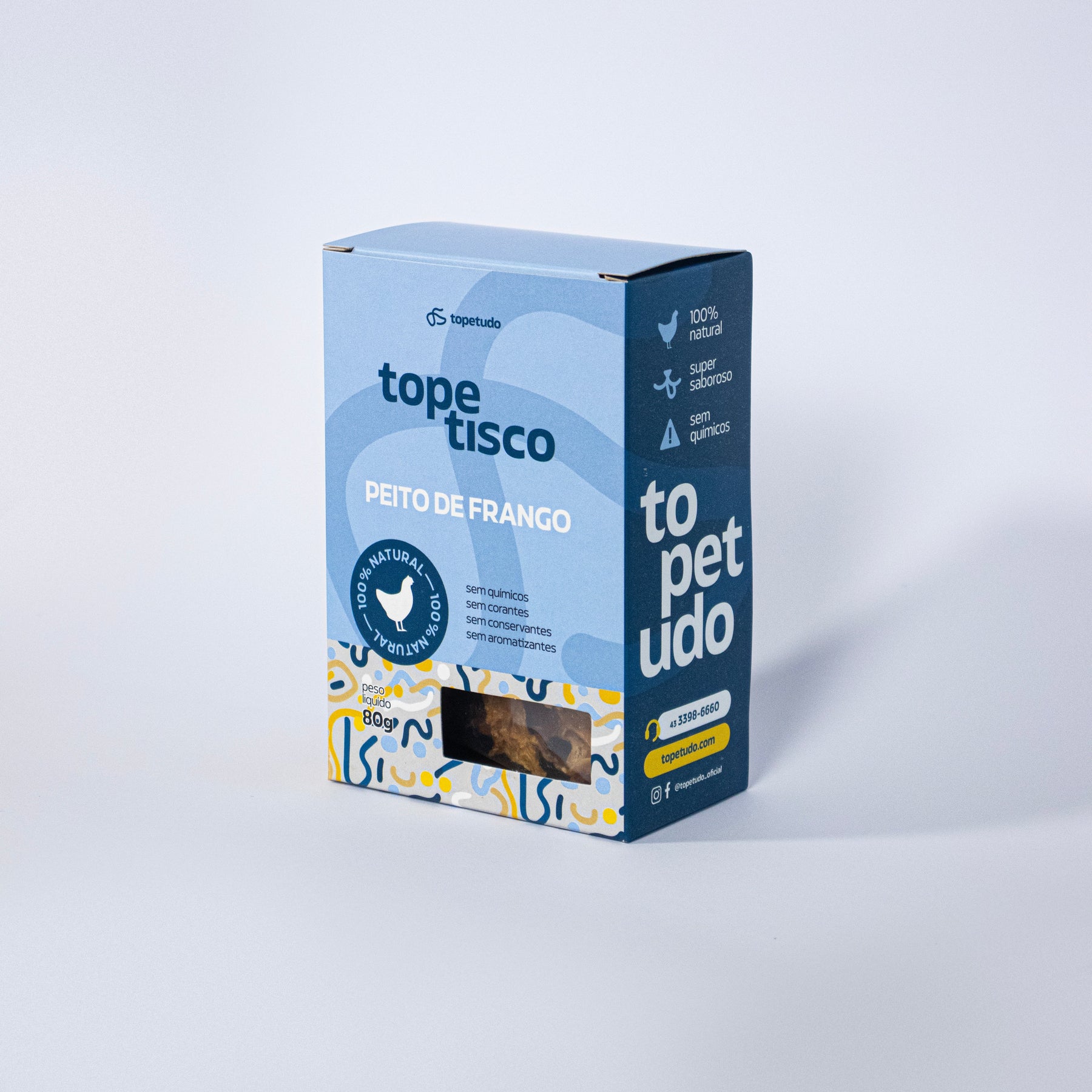 Peito de Frango Desidratado e Defumado para Cães, Petisco Natural Rico em Proteínas