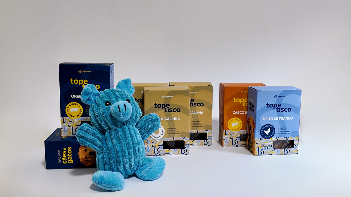 Kit Premium de Petiscos Naturais para Cachorro com Pé de Galinha, Orelha, Peito Desidratado, Casco Bovino e Pelúcia – Kit Premium + Pelúcia