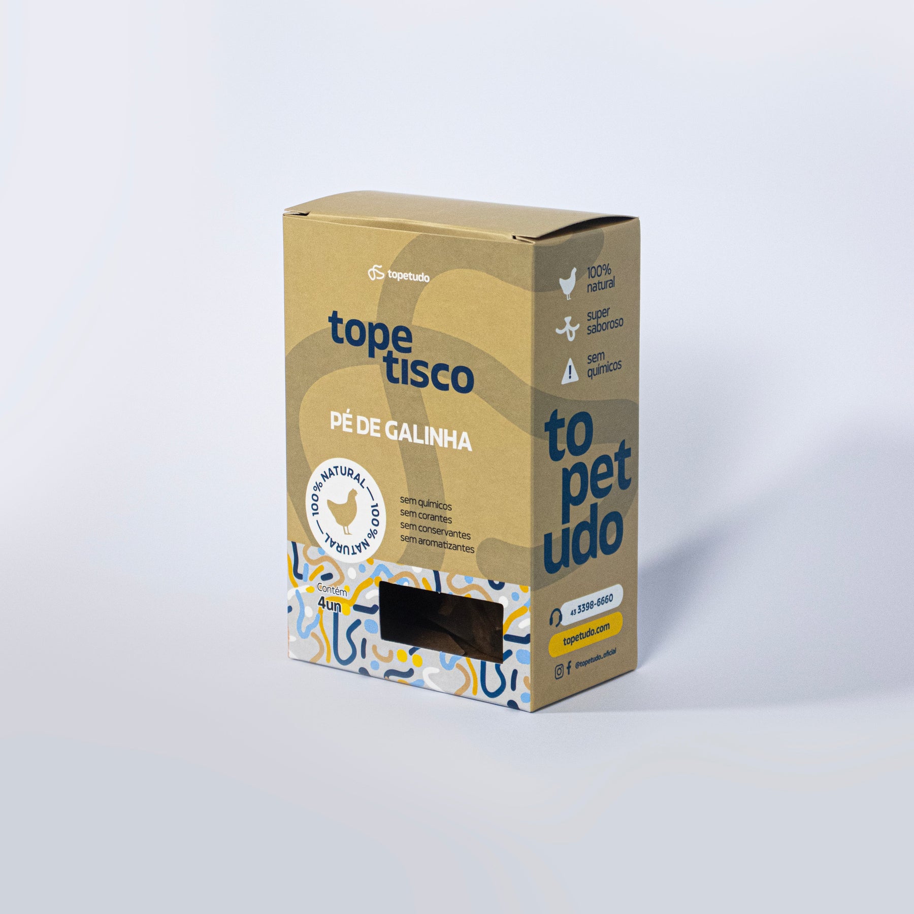 Pé de Galinha Desidratado e Defumado para Cães, Petisco Natural Crocante e Nutritivo