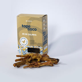 Pé de Galinha Desidratado e Defumado para Cães, Petisco Natural Crocante e Nutritivo